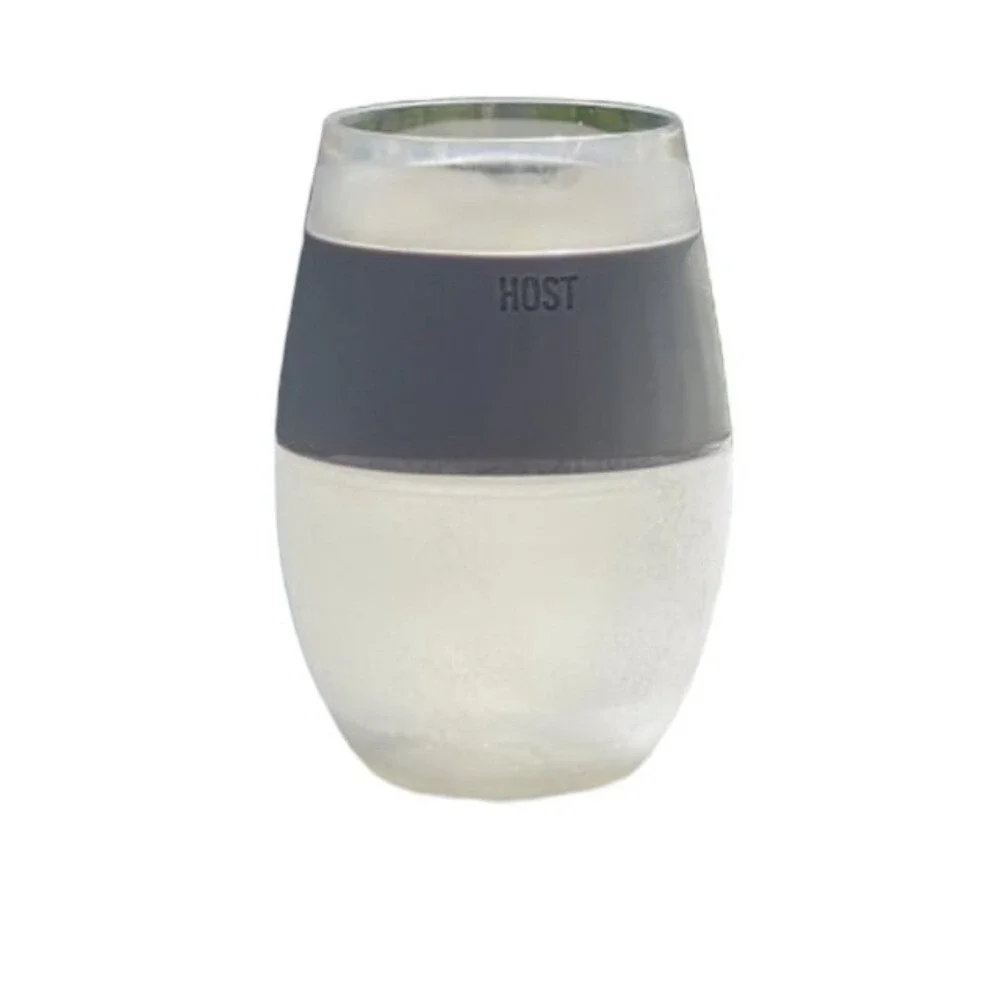 Host FREEZE Cooling Wine Glasses Set of 2 Grey Stemless Insulated‎ Gel Tumblers